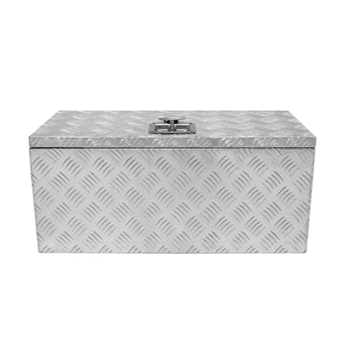 Aluminium-Werkzeugkasten 70L | Abschließbarer Koffer + 2 Schlüsseln | 710 x 320 x 310mm | Truckbox Kiste Metallbox Riffelblech | LKW Transporter Aufbewahrung [2 Gasdruckfedern, Gummiboden & -dichtung] von T-Mech
