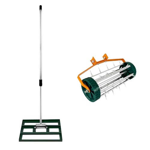 Belüfter und rollender Rasennivellierer 3.8cm Spitzen 50cm x 32cm Grünfarbener Nivellierrechen, Abnehmbarer, ausziehbarer Doppelzweck-Griff Belüfter und rollender Rasennivellierer 3.8cm Spitzen 50cm x 32cm Grünfarbener Nivellierrechen, Abnehmbarer, ausziehbarer Doppelzweck-Griff von T-Mech