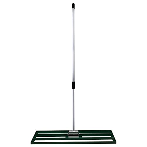 Rasenrakel 100cm x 32cm Levelingrake Rasen Rake Rakel zum Sanden Stahl Grün Flächenebener Verzinkter Stahl 1,2 – 1,9m Verlängerbarer Griff Golf Garten Werkzeug Gras Erde Kunstrasen Kompost Kopfdüngung von T-Mech