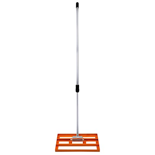 Rasenrakel 50cm x 32cm Levelingrake Rasen Rake Rakel zum Sanden Stahl Orange Flächenebener Verzinkter Stahl 1,2–1,9m Verlängerbarer Griff Golf Garten Werkzeug Gras Erde Kunstrasen Kompost Kopfdüngung von T-Mech