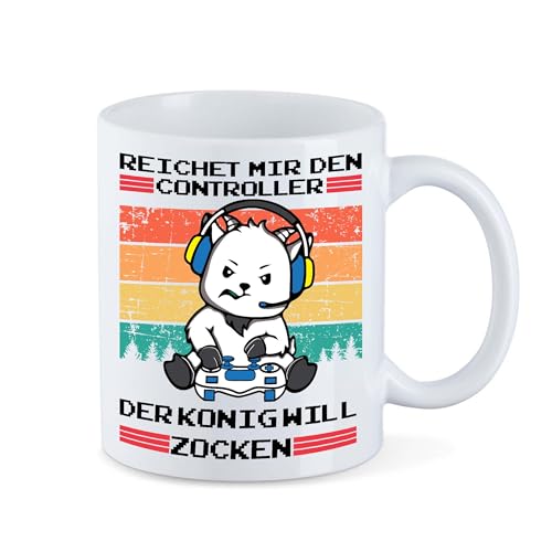 T-Nerds - Der König will zocken - Tasse Mug Kaffeetasse Teetasse - Weiß von T-Nerds