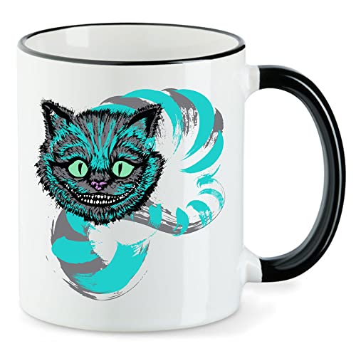 T-Nerds - Grinning like a Cheshire Cat Green - Tasse Mug Kaffeetasse Teetasse - Schwarz von T-Nerds