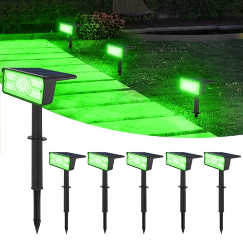 T-SUN 6 Stück Solarlampen für Außen Strahler, Green Solarleuchten für Außen mit IP65 Wasserdicht, 2 Helligkeit Dusk to Dawn Solar Gartenleuchten für Hof Garten Bäume Haustür Garage Weg (Grün) von T-SUN