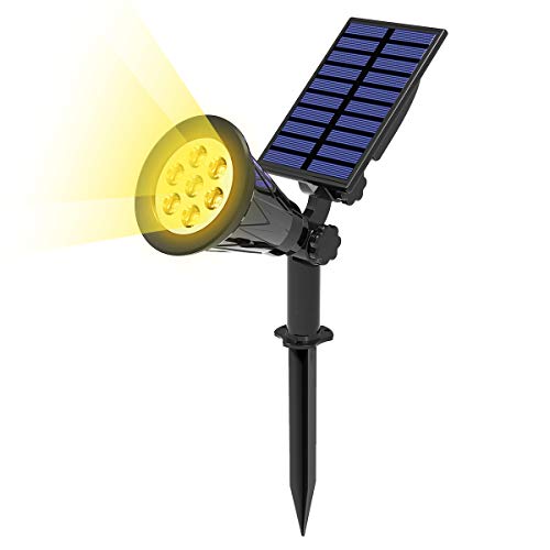 T-SUN Solarlampen für Außen Garten 7 LED Solarleuchten 2-in-1 Solar Strahler Outdoor Wandleuchte Warmes Weiß 2700K 2 Beleuchtungsmodi Auto-ON/OFF Sicherheitsbeleuchtung für Hof Rasen Wege Auffahrt von T-SUN