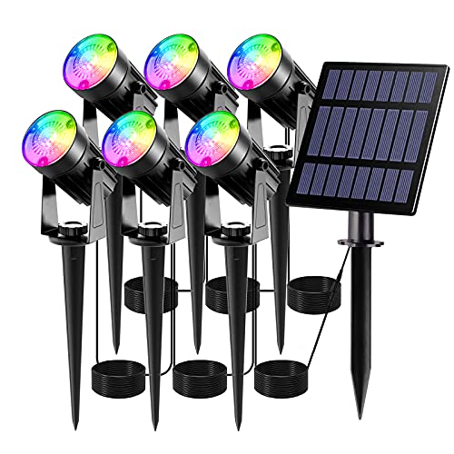 T-SUN RGB Solarlampen für Außen Garten, 6 Stück LED Solar Gartenleuchten, Gartenleuchten Solar, Wasserdicht LED Solarlampe, Solar Außenleuchte, Gartenlampe, Wegeleuchte, Spotbeleuchtung von T-SUN