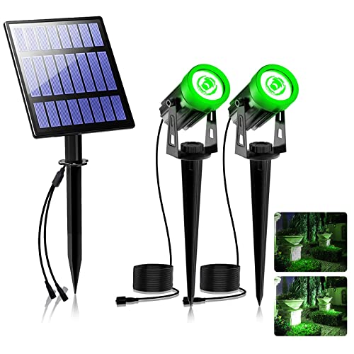 T-SUNUS Gartenstrahler Solar Außen, Solar Gartenleuchten Solarlampe für Außen Garten IP65 Wasserdicht 2 Helligkeitsmodi Auto ON/OFF für Baum Terrasse Hof Grün von T-SUNUS