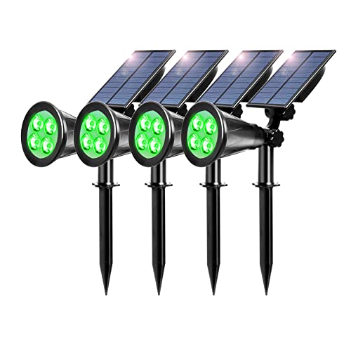 T-SUNUS Gartenstrahler Solar Grün, Solarstrahler für Außen 4 LED 2 Lichtmodi Auto ON/OFF Wasserdicht IP65 für Baum Yard Patio Hinterhöfe Gärten 4 Stück von T-SUNUS