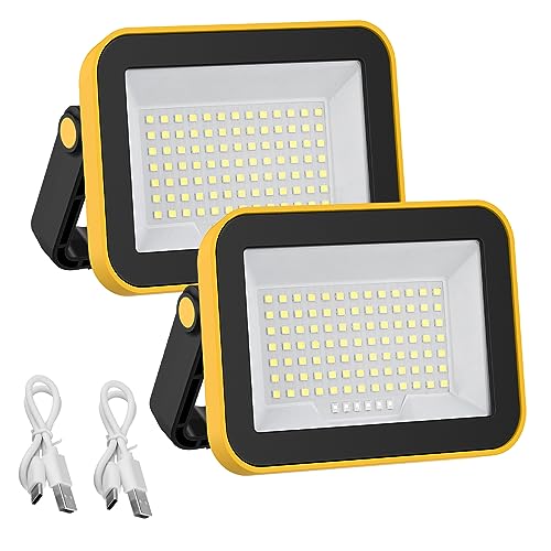 LED Baustrahler Akku, T-SUNUS LED Arbeitsstrahler Akku USB Wiederaufladbar Arbeitsleuchte LED Akku Tragbar Wasserdicht LED Strahler 5 Lichtmodi 4000mAh für Angeln Notfall Garage von T-SUNUS