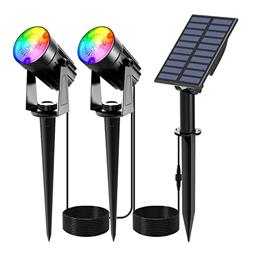 T-SUNUS Solar Gartenleuchte mehrfarbig, Gartenstrahler Solar RGB Gartenlampe Solar für außen mit 6 Farbwechsel IP65 wasserdicht für Bäume Sträucher Gartenweg Wand von T-SUNUS