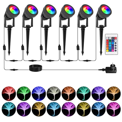 T-SUNUS Gartenstrahler LED RGB, 6er Gartenbeleuchtung RGB mit Fernbedienung IP65 Wasserdich Farbwechsel Gartenleuchte LED RGB mit Erdspieß für Weg Yard Weihnachten T-SUNUS Gartenstrahler LED RGB, 6er Gartenbeleuchtung RGB mit Fernbedienung IP65 Wasserdich Farbwechsel Gartenleuchte LED RGB mit Erdspieß für Weg Yard Weihnachten von T-SUNUS