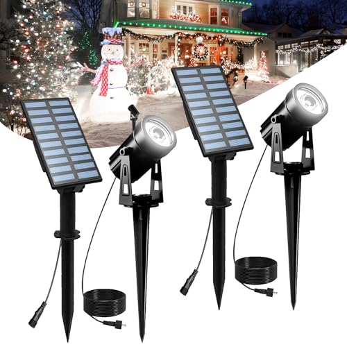 T-SUNUS Gartenstrahler Solar, Solarlampen für Außen Garten Kaltweiß Solarstrahler für Außen Auto ON/OFF IP65 Wasserdicht 2 Lichtmodi Solar Gartenleuchte für Außen Garten Auffahrt Weg 2 Stück von T-SUNUS