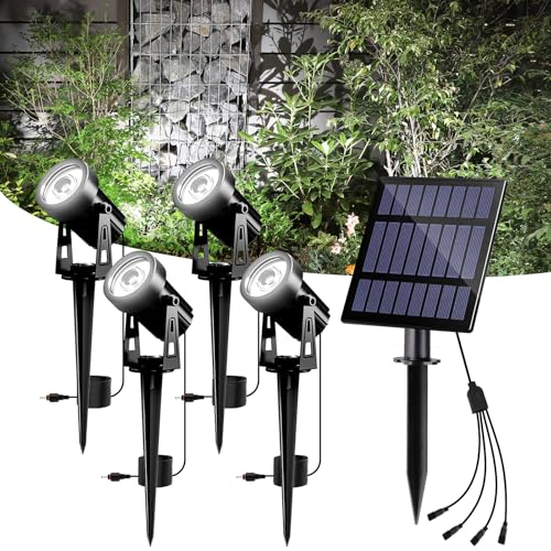 T-SUNUS Gartenstrahler Solar Außen, Solarlampen für Außen Garten Kaltweiß IP65 Wasserdicht, 2 Helligkeitsmodi, Solar Gartenleuchte Auto ON/OFF für Hof Auffahrt Gehweg von T-SUNUS