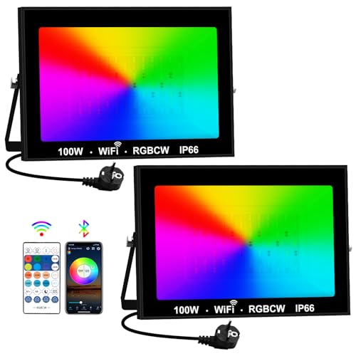 T-SUNUS RGB LED Strahler Außen, 100W RGB Strahler Outdoor WiFi mit Bluetooth APP Steuerung IP66 Wasserdicht, Smart LED Strahler Fluter für Party Bar Halloween Weihnachten Deko T-SUNUS RGB LED Strahler Außen, 100W RGB Strahler Outdoor WiFi mit Bluetooth APP Steuerung IP66 Wasserdicht, Smart LED Strahler Fluter für Party Bar Halloween Weihnachten Deko von T-SUNUS