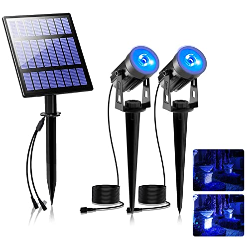 T-SUNUS Solarlampen für Außen Garten, Gartenleuchten Solar Außen Auto ON/OFF IP65 Wasserdicht Solarstrahler für Außen Garten Gartenstrahler Solar für Baum Terrasse Hof Blau von T-SUNUS