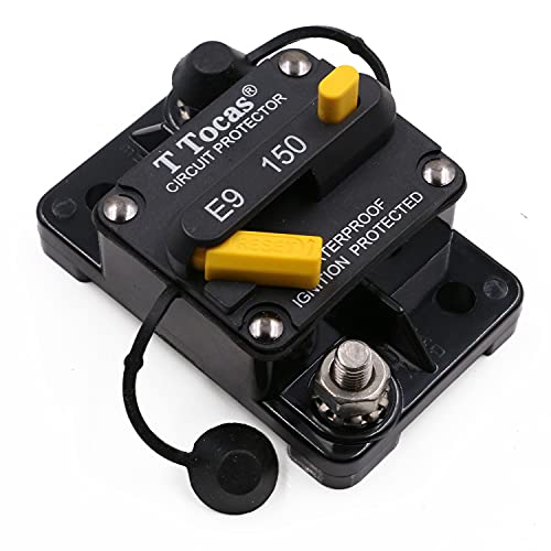 T Tocas 12V Sicherungsautomat mit Manuelles Reset Sicherung 150A 12 V-48V DC für Solar/Kfz Audio/Wohnmobil/Marine/Boot, Heavy Duty Schutzschalter 150 Amp Trolling Motor Leistungsschalter, wasserdichte von T Tocas