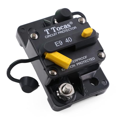 T Tocas 12V- 48V DC Schutzschalter mit Manuelles Reset Sicherungsautomat 40A für Solar/Kfz Audio/Wohnmobil/Marine/Boot-Trolling Motor, Heavy Duty Sicherung 40 Amp Leistungsschalter, wasserdichte T Tocas 12V- 48V DC Schutzschalter mit Manuelles Reset Sicherungsautomat 40A für Solar/Kfz Audio/Wohnmobil/Marine/Boot-Trolling Motor, Heavy Duty Sicherung 40 Amp Leistungsschalter, wasserdichte von T Tocas