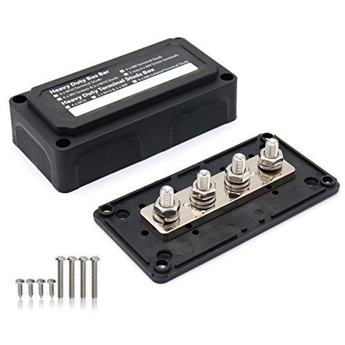 T Tocas 300A Sammelschiene 12V- 48V DC BusBar Box mit 4 x M8 Batterie Verteiler, Heavy Duty Sammelschienen 300 Amp Bus Bar Hohe Stromstärke für Kfz LKW Wohnmobil Boot Marine Solarstromsystem, Schwarz von T Tocas