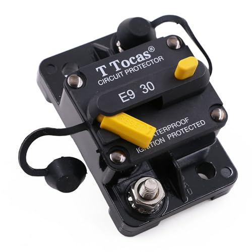 T Tocas 30A Schutzschalter mit Manuelles Reset 12V- 48V DC Heavy Duty Sicherungsautomat für Solar/Kfz Audio/Wohnmobil/Marine/Boot-Trolling Motor, 30 Amp Leistungsschalter, wasserdichte von T Tocas