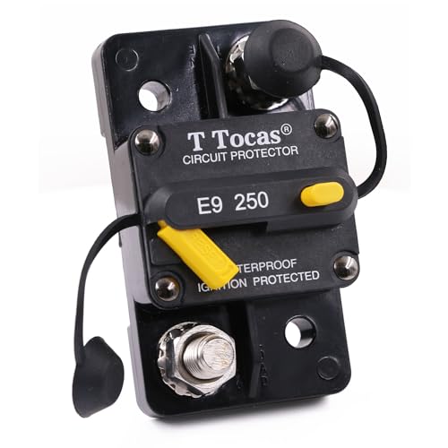 T Tocas Heavy Duty 250 Amp Leistungsschalter Manuelle Reset 12V-48V DC, wasserdichte Schutzschalter Hi-Amp 250A Sicherungshalter für KFZ Audio Autobatterie Solar Wohnmobil Marine Boot-Trolling Motor T Tocas Heavy Duty 250 Amp Leistungsschalter Manuelle Reset 12V-48V DC, wasserdichte Schutzschalter Hi-Amp 250A Sicherungshalter für KFZ Audio Autobatterie Solar Wohnmobil Marine Boot-Trolling Motor von T Tocas