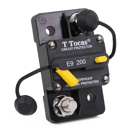 T Tocas Heavy Duty 200A Schutzschalter mit Manuelles Reset Sicherungshalter 12V - 48V DC, wasserdichte 200 Amp Leistungsschalter für Solar, Kfz Audio, Wohnmobil, Marine, Boot-Trolling Motor von T Tocas