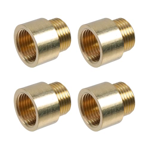 T Tulead 4 Stück Messing männlich auf weiblich Rohrverschraubung Verlängerung Duschkopf Verlängerung Rohrverschraubung geeignet für Outdoor, Wasserhahn, Industrie (15 mm Länge) von T Tulead
