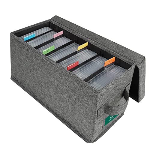 TWAVETREE Aufbewahrungsbox mit Deckel, robuster Koffer-Halter mit Index-Etiketten, 37,8 x 14,7 x 15,5 cm, für bis zu 35 CD-Schmuckhüllen und 193 Discs, Grau TWAVETREE Aufbewahrungsbox mit Deckel, robuster Koffer-Halter mit Index-Etiketten, 37,8 x 14,7 x 15,5 cm, für bis zu 35 CD-Schmuckhüllen und 193 Discs, Grau von T WaveTree