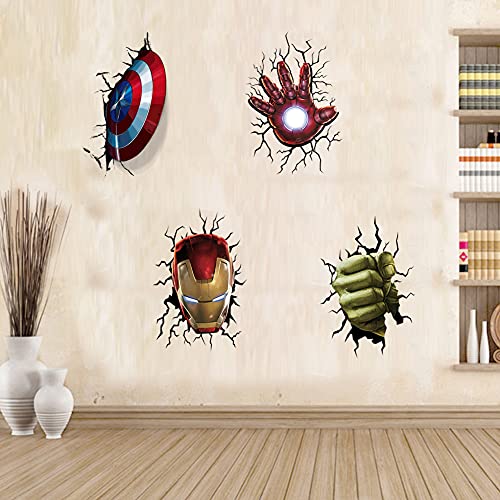 T-YU 3D-Wandaufkleber, Motiv: Superhelden, Motiv: Hulk, Captain America, Kinder, Jungen, Wandaufkleber, Abziehbild und Aufkleber für Spider-Man-Wände, Wohnzimmer, Heimdekoration (40 x 60 cm) von T-YU