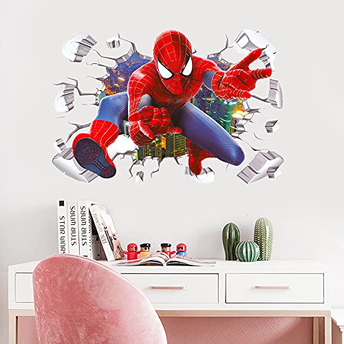 T-YU Wandaufkleber mit Superhelden-Motiv, abnehmbar, für Kinder, Jungen, 3D-Avengers, Spider-Man, Wandaufkleber, Abziehbild und Aufkleber für Wände, Wohnzimmer, Heimdekoration (40 x 60 cm) von T-YU