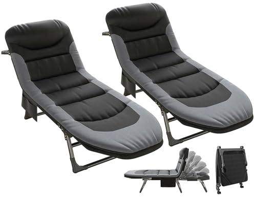 Campingbett Klappbar Feldbett xxl bis 150kg - Campingliege Extra Breit 190x65x30cm, Camping Bett Faltbar Leicht 6-Fach Verstellbar Rückenlehne, Karpfenliege für Outdoor Indoor Garten (Schwarz 2) von T-ZBDZ