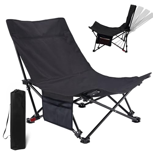 Campingstuhl Faltbar 4-Fach Verstellbarer, Camping Stuhl Klappbar Leicht mit Tragetasche, Angelstuhl 150kg Tragbarer Klappstuhl, 65cm Breit Faltstuhl für Outdoor Garten Wandern Fishing Strand,Schwarz Campingstuhl Faltbar 4-Fach Verstellbarer, Camping Stuhl Klappbar Leicht mit Tragetasche, Angelstuhl 150kg Tragbarer Klappstuhl, 65cm Breit Faltstuhl für Outdoor Garten Wandern Fishing Strand,Schwarz von T-ZBDZ