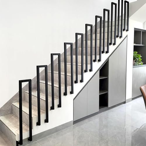T-ZBDZ Treppengeländer Innen Schwarz, Treppengeländer U Form, U Förmiger Geländer Treppe Außen, Metall Handlauf Treppe für Treppen Terrass Flure Wohnungen Villen, Geländer Seitliche Montage, 45cm von T-ZBDZ