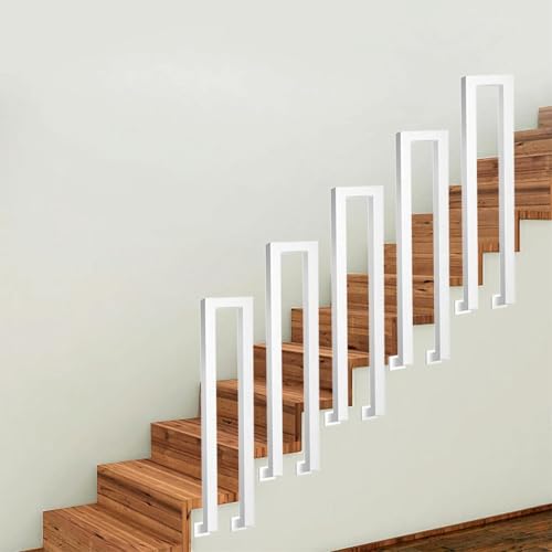 Treppengeländer Innen Weiß, U Förmiger Handlauf Geländer Treppe Seitliche Montage, Handläufe u Form für Treppen, Treppenhandlauf Außen, für Balkone Flure Wohnungen Villen, 65cm von T-ZBDZ