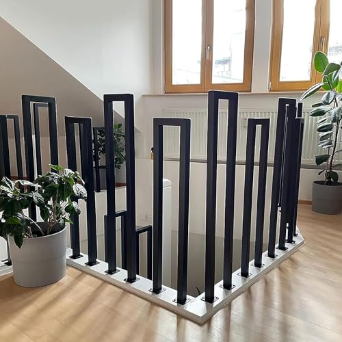 T-ZBDZ Treppengeländer Innen Schwarz, Treppengeländer U Form, U Förmiger Geländer Treppe Außen, Metall Handlauf Treppe für Treppen Terrass Flure Wohnungen Villen, Geländer Vertikal Montiert, 90cm von T-ZBDZ