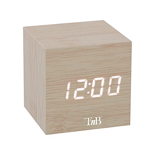 T'NB - Moderner digitaler Wecker aus Holz, multifunktionaler LED-Wecker, digitale Uhr mit Zeitanzeige, verstellbare Beleuchtung, 3 programmierbare Alarme – Holz-Finish von T'nB