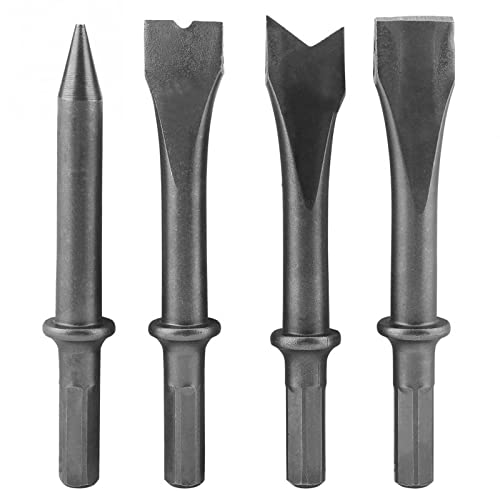 Druckluft-Meißelhammer Set 150mm Bohrhammer Abbruchhammer mit 4 Packung mit 120mm Meißel 2 Schäfte (Hexagon/Rund) von tooloflife