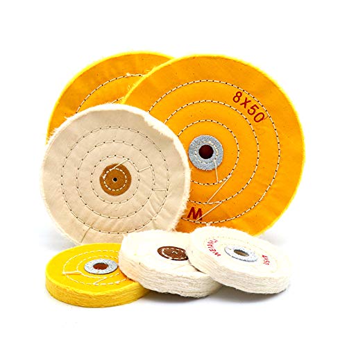 White 8" 200mm Large Hole Spiral Stitched Cleaning Buffing Polishing Wheel Cotton for Bench Grinder for Metal Aluminum,Stainless Steel,Chrome,Jewelry,Wood,Plastic,Ceramic,Glass,etc von tooloflife