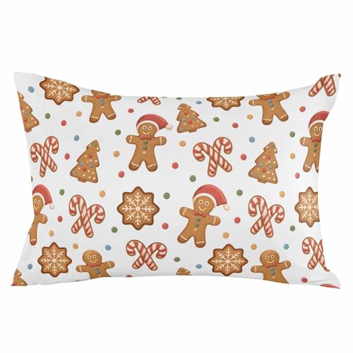 T&H XHome Weihnachts-Kissenbezüge, Lebkuchenmann, Lebkuchenmann, Cartoon, 50,8 x 66 cm, Standard-Kissenbezüge aus weicher gebürsteter Mikrofaser mit verstecktem Reißverschluss, Bettkissenbezüge für T&H XHome Weihnachts-Kissenbezüge, Lebkuchenmann, Lebkuchenmann, Cartoon, 50,8 x 66 cm, Standard-Kissenbezüge aus weicher gebürsteter Mikrofaser mit verstecktem Reißverschluss, Bettkissenbezüge für von T&H XHome