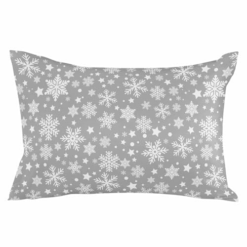 T&H XHome Weihnachts-Kissenbezüge, Schneeflocken, Winter, romantisch, grau, 50,8 x 66 cm, Standard-Kissenbezüge aus weicher gebürsteter Mikrofaser mit verstecktem Reißverschluss, Bettkissenbezüge für T&H XHome Weihnachts-Kissenbezüge, Schneeflocken, Winter, romantisch, grau, 50,8 x 66 cm, Standard-Kissenbezüge aus weicher gebürsteter Mikrofaser mit verstecktem Reißverschluss, Bettkissenbezüge für von T&H XHome