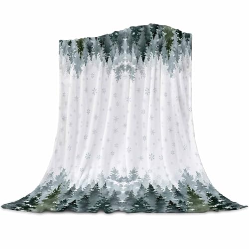 Weihnachtsdecke, Weihnachtsbaum, Schneeflocke, Aquarell, Vintage, weich, gemütlich, Flanell-Fleece-Decken für Bett, Sofa, Couch, 101,6 x 127 cm Weihnachtsdecke, Weihnachtsbaum, Schneeflocke, Aquarell, Vintage, weich, gemütlich, Flanell-Fleece-Decken für Bett, Sofa, Couch, 101,6 x 127 cm von T&H XHome