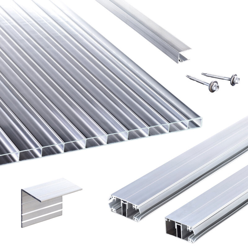 Acryl Stegplatten | Terrassendach-Set | Stabilo Stegplatte | Komplettverlegeprofil | 16 mm | glasklar von T&J