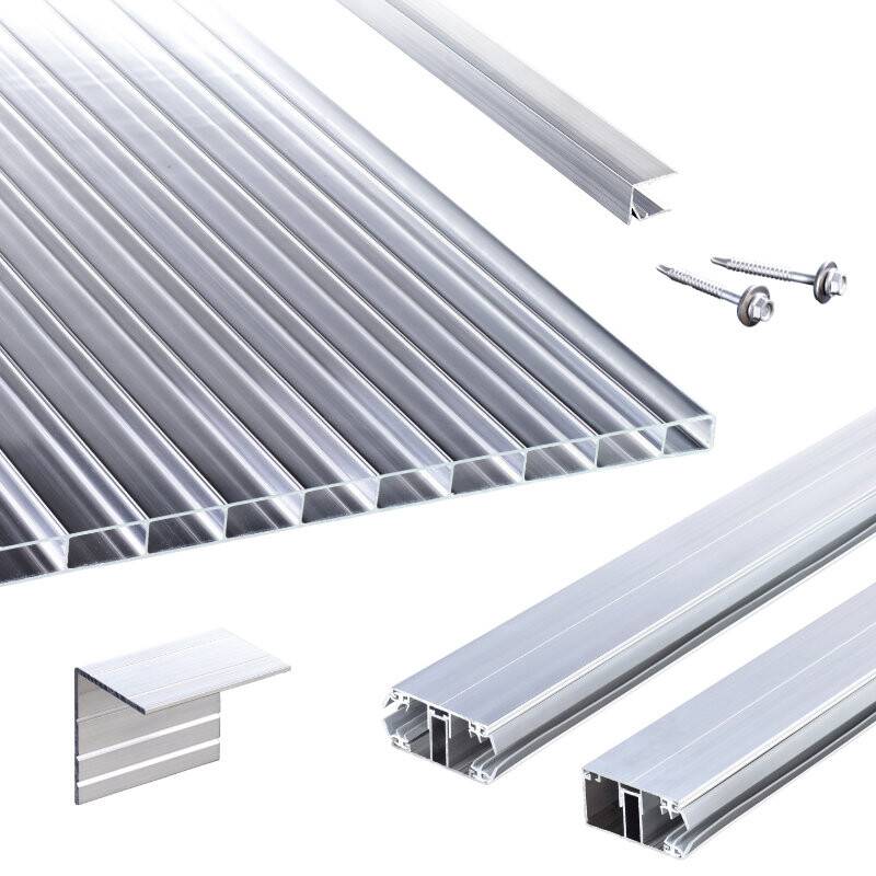 Acryl Stegplatten | Terrassendach-Set | Stabilo Stegplatte | Komplettverlegeprofil | 16 mm | glasklar von T&J