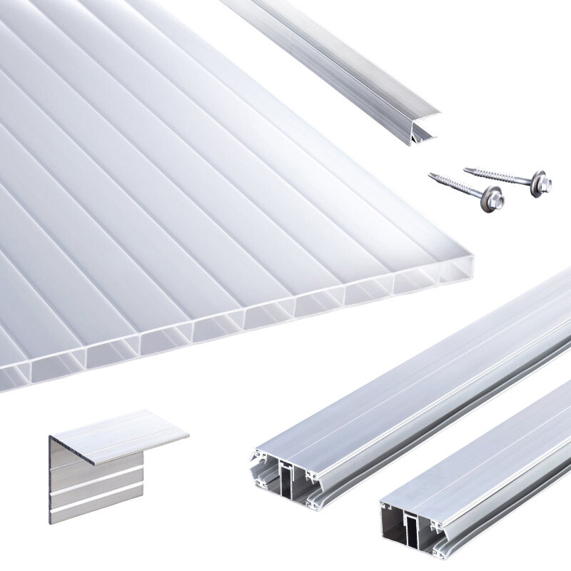 Acryl Stegplatten | Terrassendach-Set | Stabilo Stegplatte | Komplettverlegeprofil | 16 mm | opal-weiß von T&J
