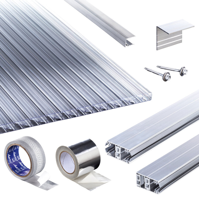 Acryl Stegplatten | Terrassendach-Set | Stabilo Stegplatte | Thermoverlegeprofil | 16 mm | glasklar von T&J