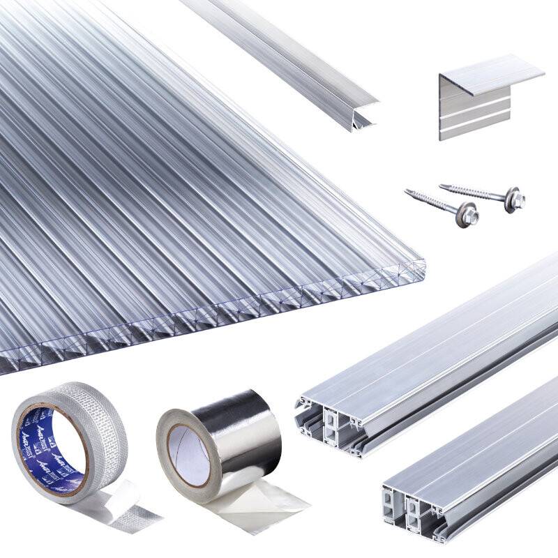 Acryl Stegplatten | Terrassendach-Set | Stabilo Stegplatte | Thermoverlegeprofil | 16 mm | glasklar von T&J