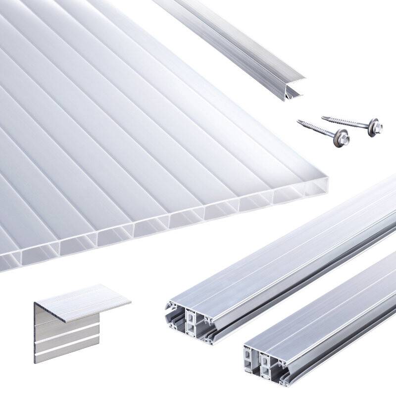 Acryl Stegplatten | Terrassendach-Set | Stabilo Stegplatte | Thermoverlegeprofil | 16 mm | opal-weiß von T&J