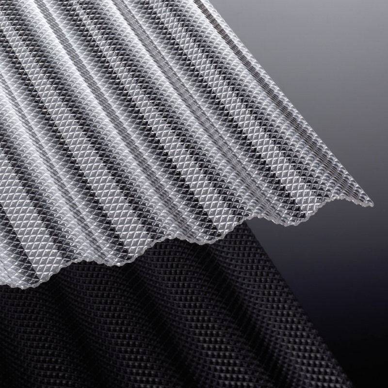 Acrylglas Lichtplatte | Tejesinus | Wellplatte | 76/18 | 3 mm | Breite 1045 mm | wabenstruktur | glasklar von T&J
