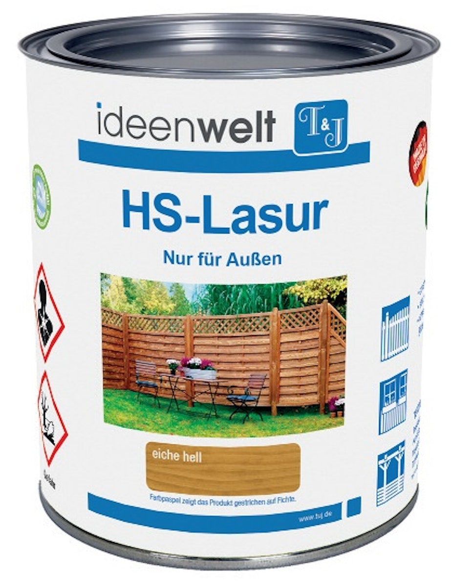 HS-LASUR Weiß, 0,75 Ltr., f. ca. 7,5 m² Fläche/Anstrich von T&J