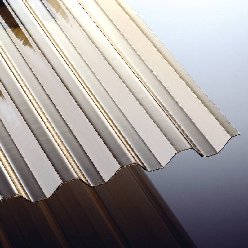 PVC Lichtplatte | NOVAKLAR | Spundwand | 70/18 | 1,2 mm | Breite 1090 mm | Glatt | bronze von T&J
