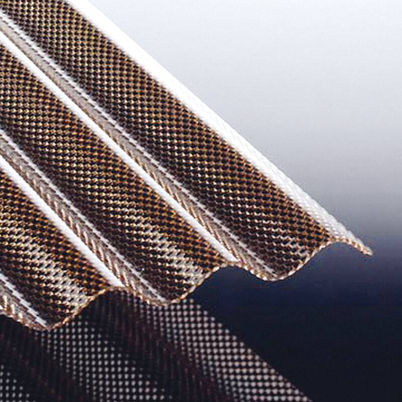 Polycarbonat Lichtplatte | Tejemacro | Wellplatte | 76/18 | 2,8 mm | Breite 1045 mm | wabenstruktur | bronze von T&J