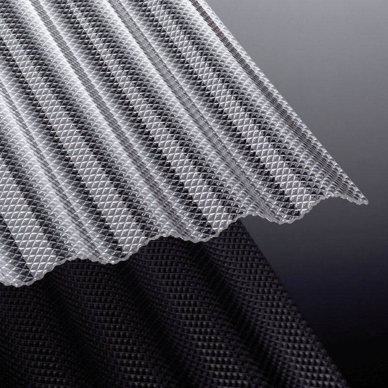 Polycarbonat Lichtplatte | Tejemacro | Wellplatte | 76/18 | 2,8 mm | Breite 1045 mm | wabenstruktur | glasklar von T&J